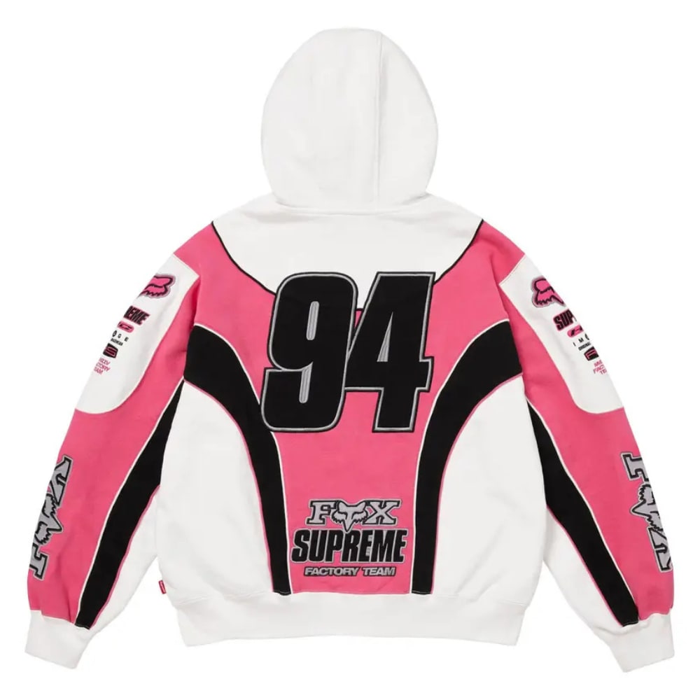 Supreme Fox Racing Zip Up Hooded Sweatshirt White