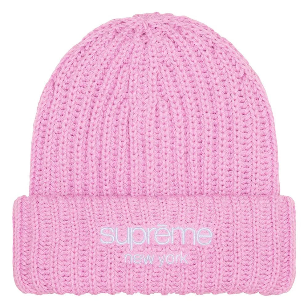 Supreme Chunky Rib Classic Logo Beanie Pink