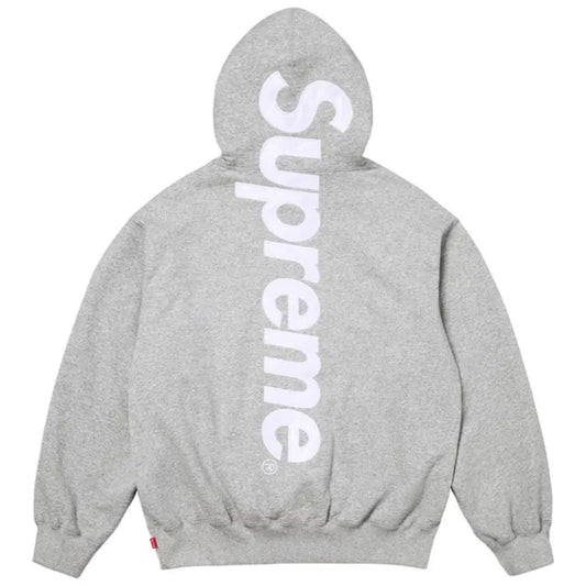 Supreme Satin Appliqué Hooded Sweatshirt (FW25) Heather Grey