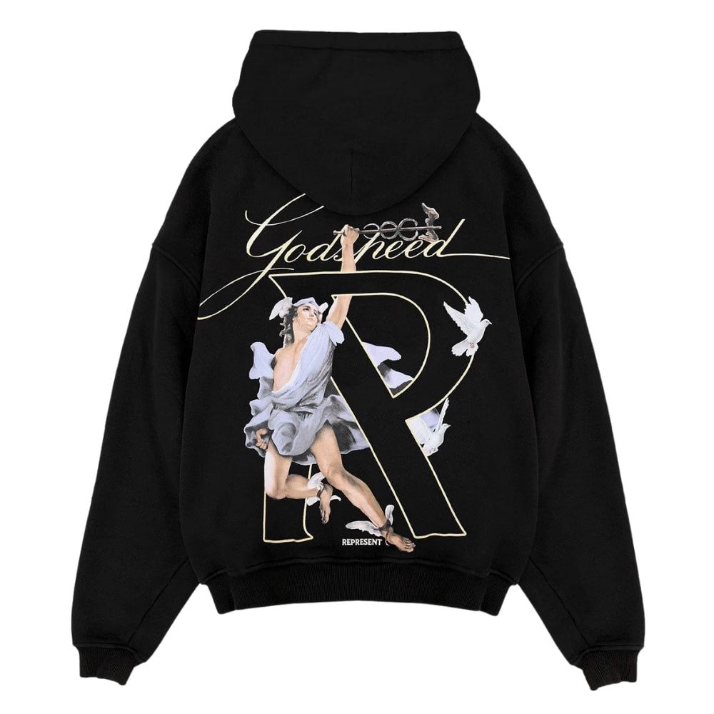 Represent Black Hermes Full-Zip Hoodie