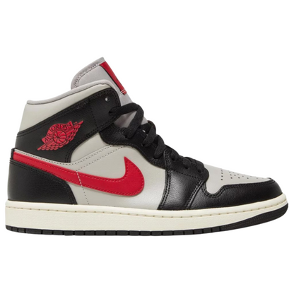 Jordan 1 Mid Čierna Vysoká Sivá Tenisky Červená