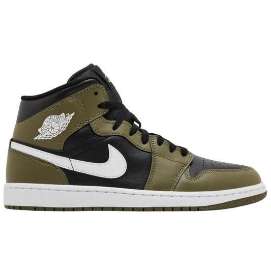 Jordan 1 Mid Black White Olive