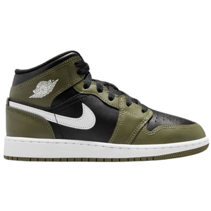 Jordan 1 Mid Black White Olive (GS)