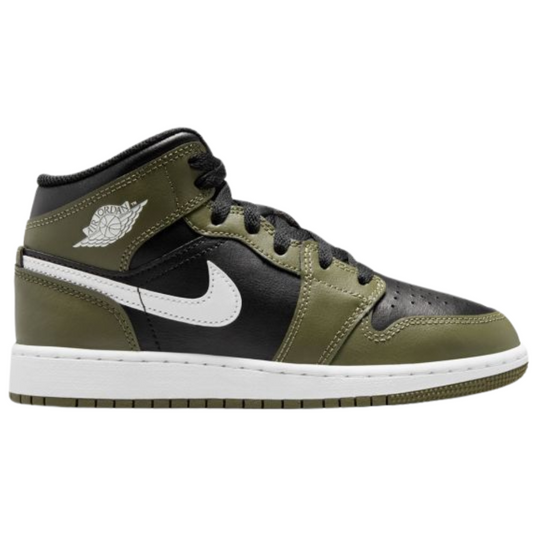 Jordan 1 Mid Black White Olive (GS)