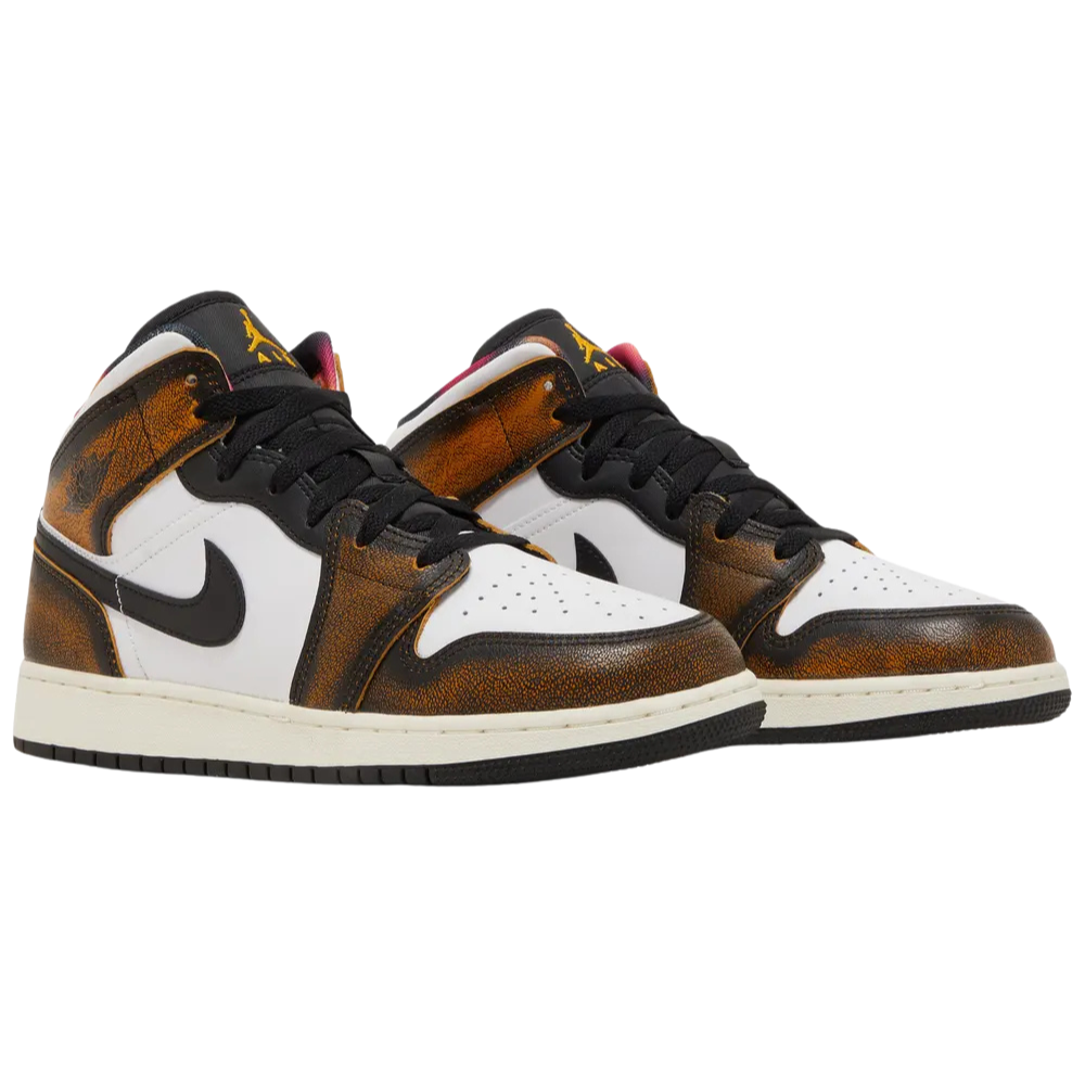 Jordan 1 Mid SE Orange Wear Away (GS)