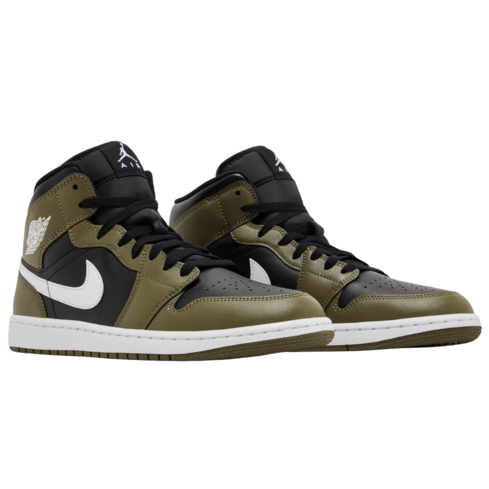 Jordan 1 Mid Black White Olive