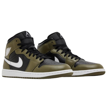Jordan 1 Mid Black White Olive