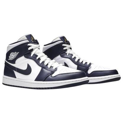 Jordan 1 Mid White Metallic Gold Obsidian