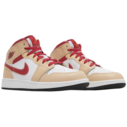 Jordan 1 Mid Light Curry Cardinal (GS)
