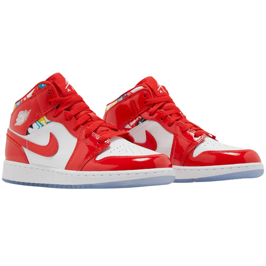 Jordan 1 Mid Barcelona Sweater Red Patent (GS)