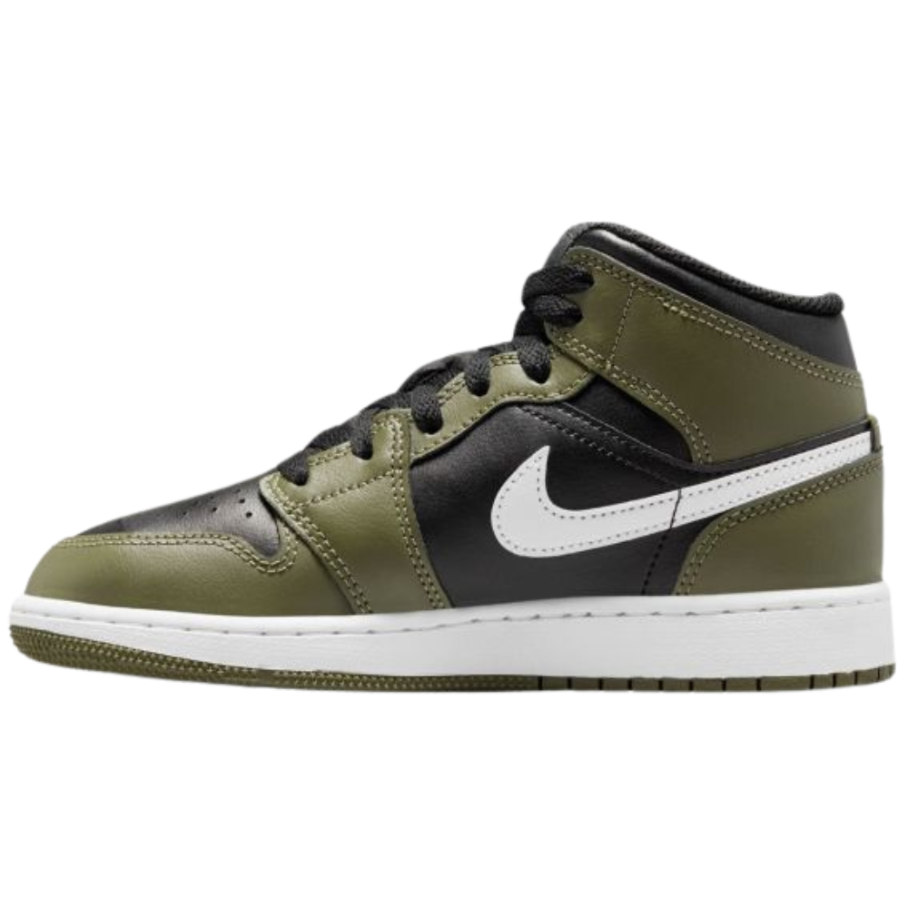 Jordan 1 Mid Black White Olive (GS)
