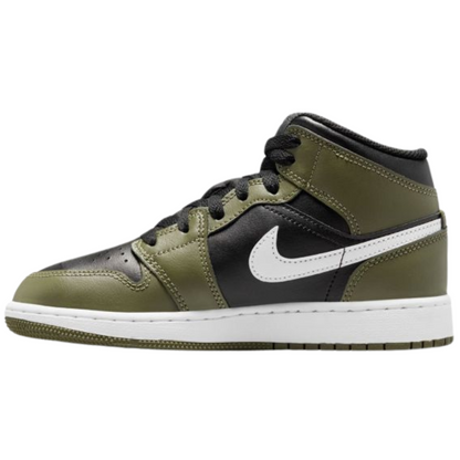 Jordan 1 Mid Black White Olive (GS)