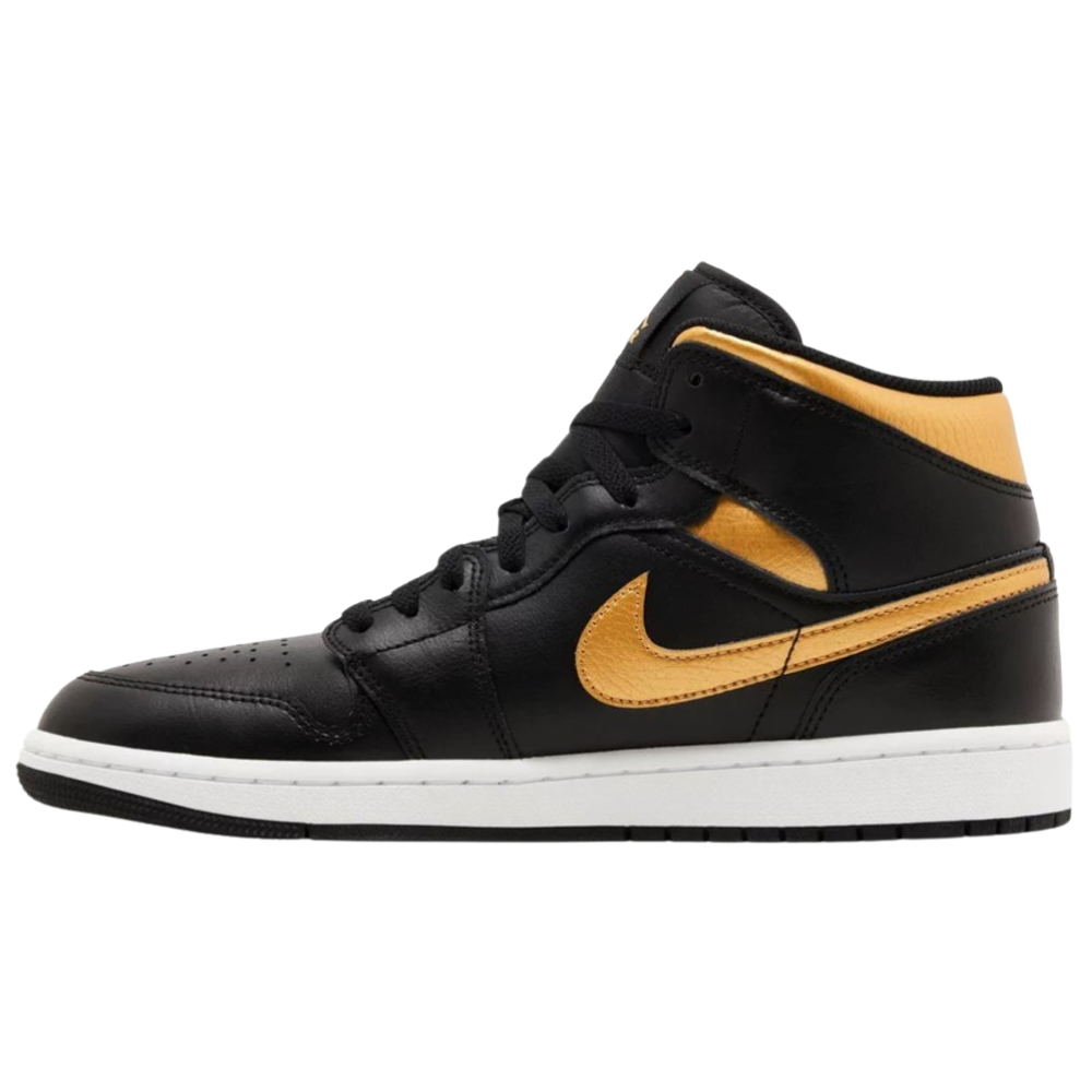 Jordan 1 Mid Black Metallic Gold