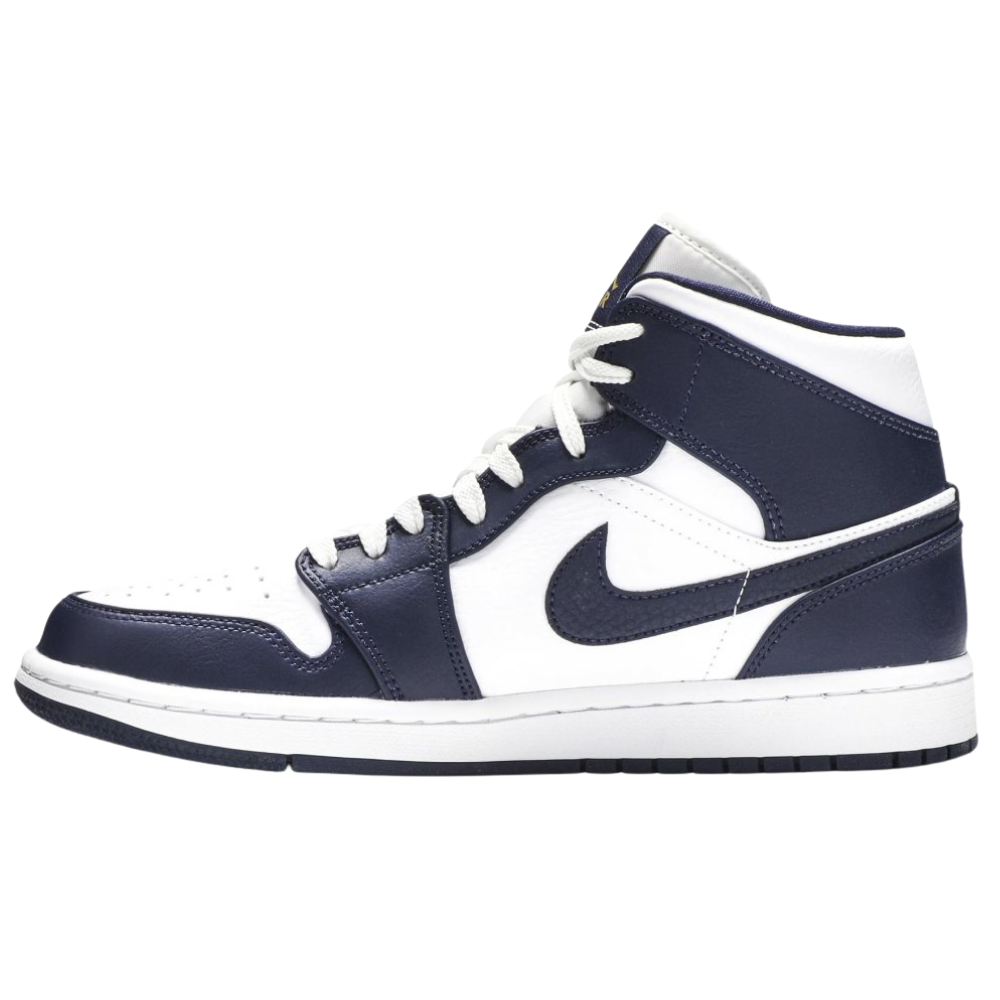 Jordan 1 Mid White Metallic Gold Obsidian