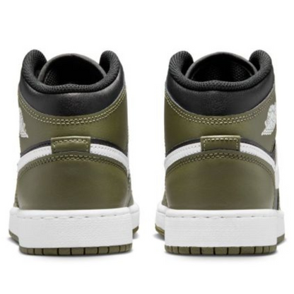 Jordan 1 Mid Black White Olive (GS)