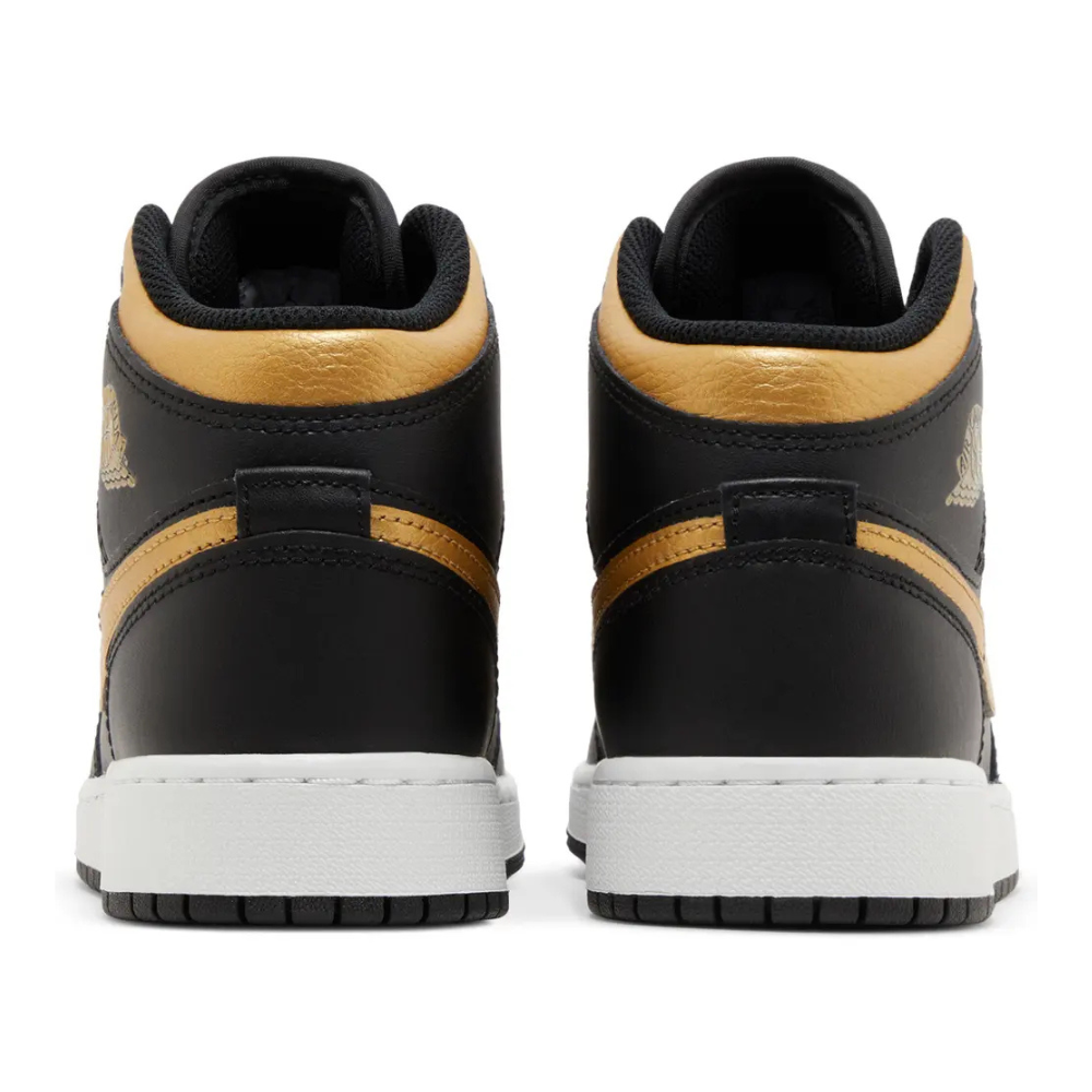 Jordan 1 Mid Black Metallic Gold Swoosh (GS)