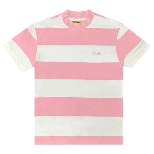 Corteiz Allstarz Striped Tee White/Pink