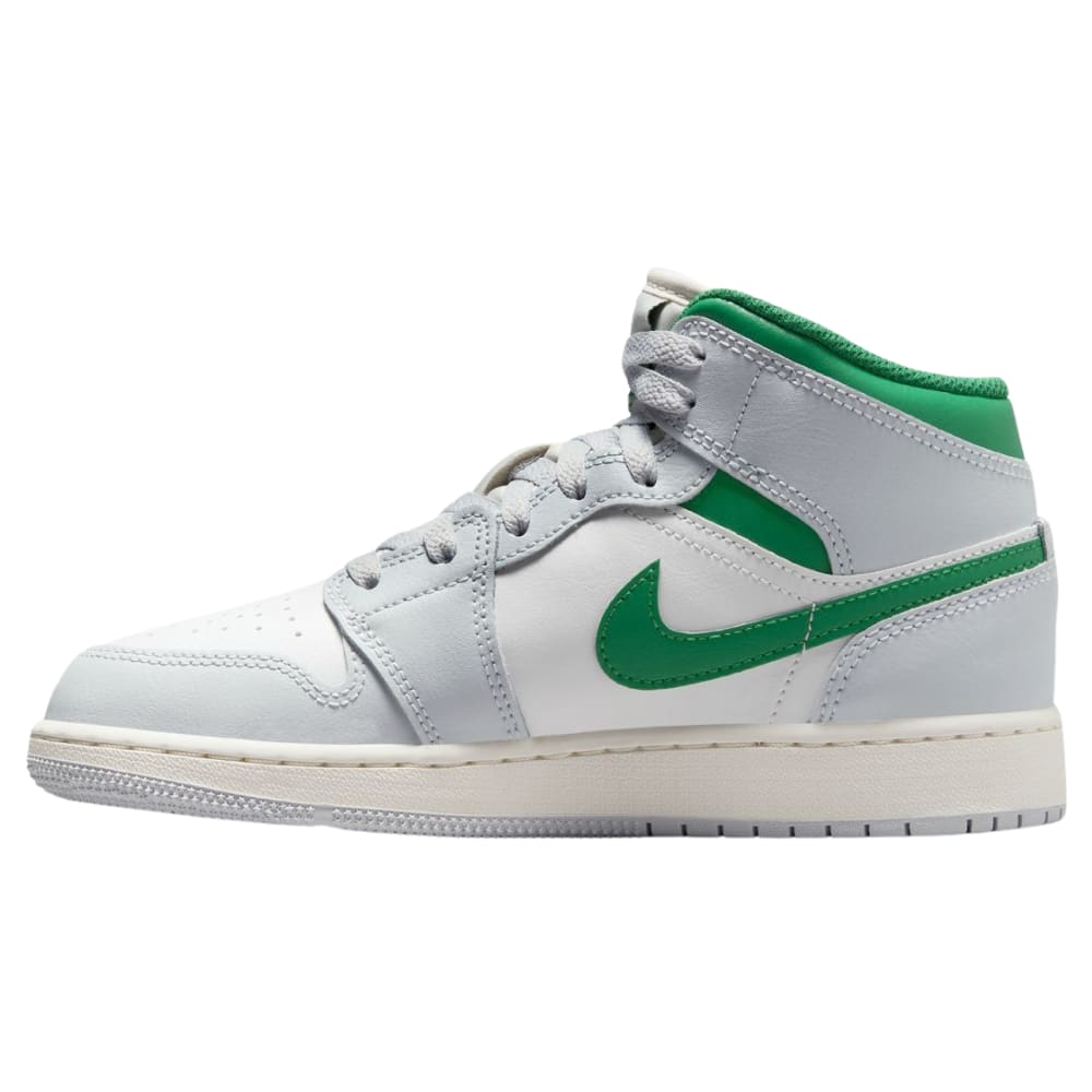 Jordan 1 Mid White Pure Platinum Pine Green (GS)