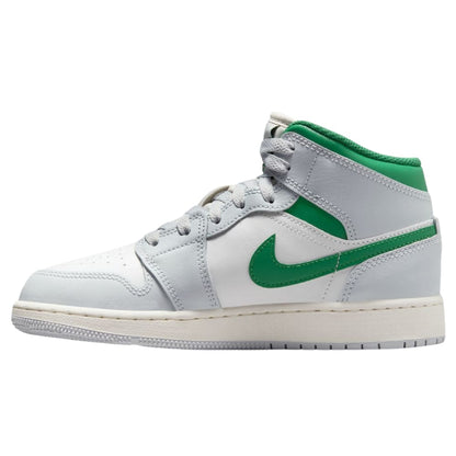 Jordan 1 Mid White Pure Platinum Pine Green (GS)