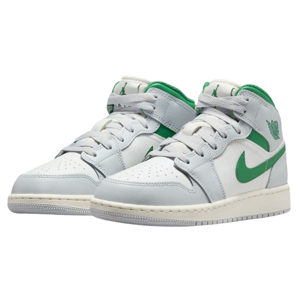 Jordan 1 Mid White Pure Platinum Pine Green (GS)