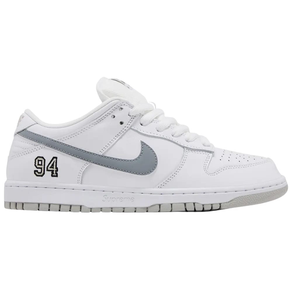 Nike SB Dunk Low Supreme 94 White Metallic Silver