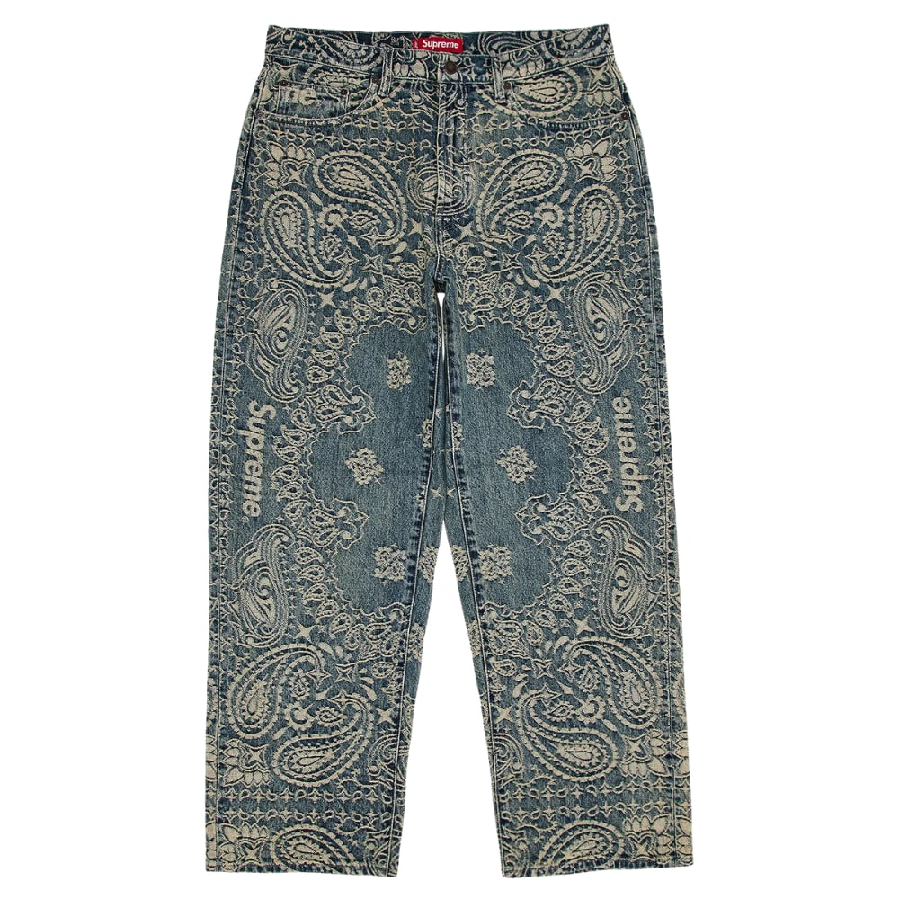Vrecovité džínsy Supreme Bandana Jacquard Baggy Blue
