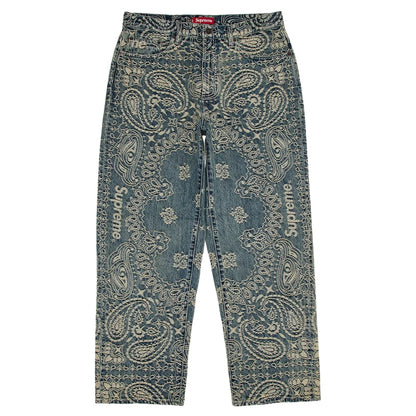 Vrecovité džínsy Supreme Bandana Jacquard Baggy Blue