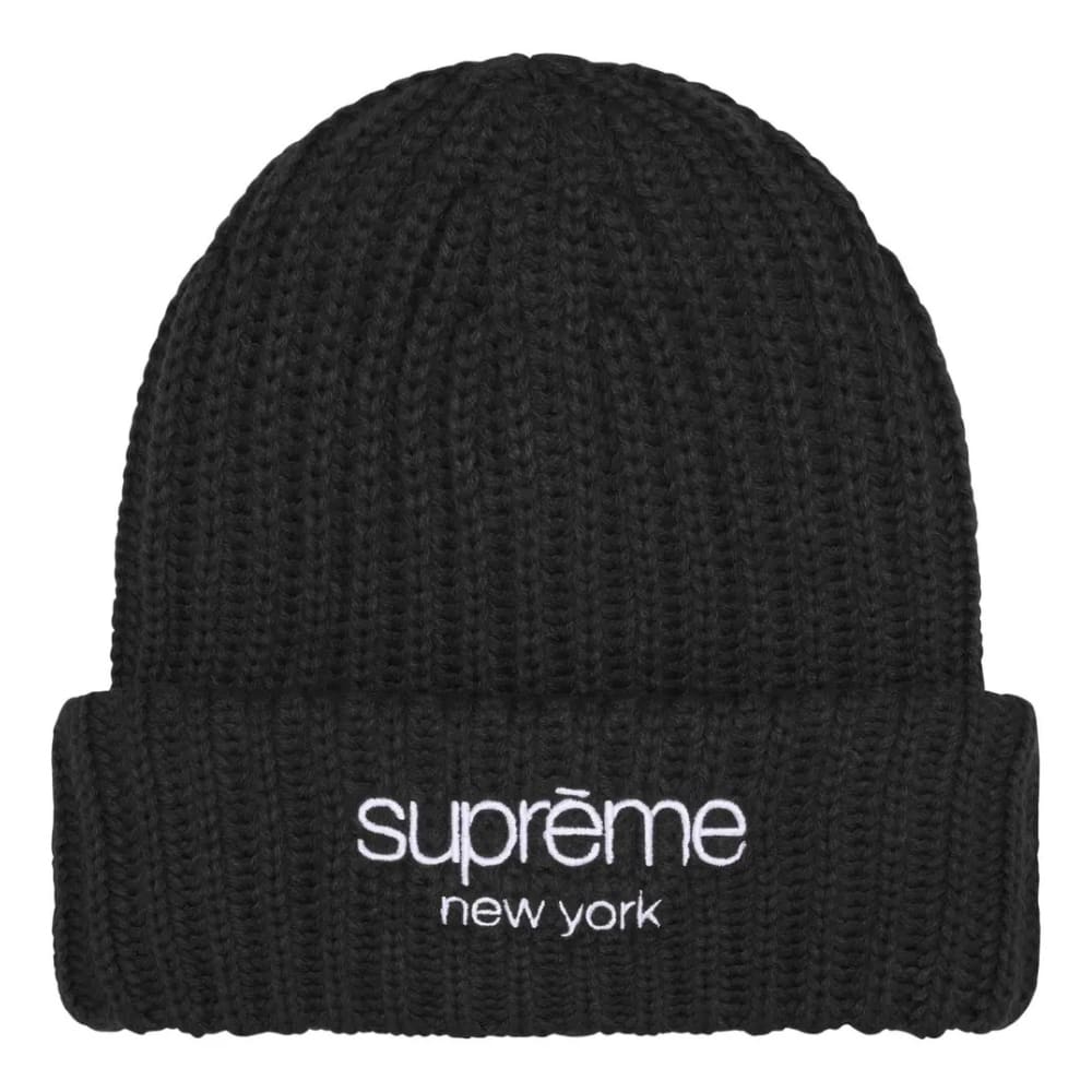 Supreme Chunky Rib Classic Logo Beanie Black
