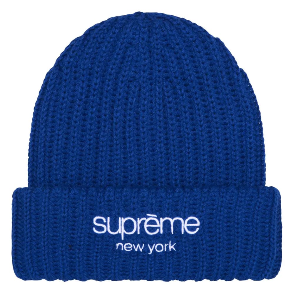 Supreme Chunky Rib Classic Logo Beanie Royal