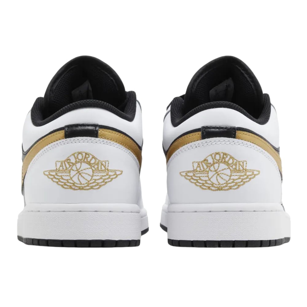 Jordan 1 Low White Black Metallic Gold Swoosh