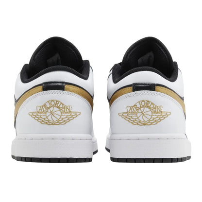 Jordan 1 Low White Black Metallic Gold Swoosh