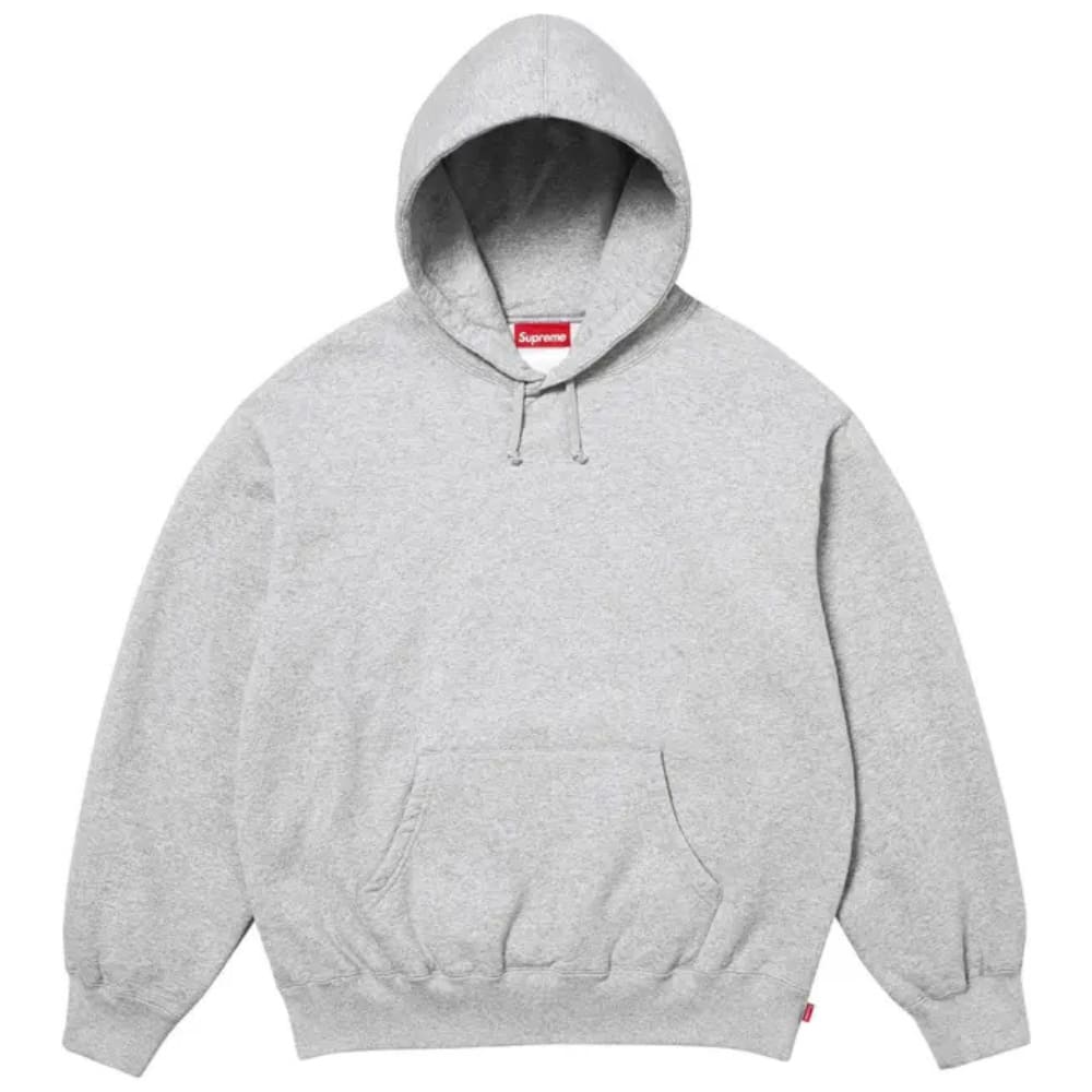 Mikina s kapucňou Supreme Satin Appliqué (jeseň/zima 2025) Heather Grey