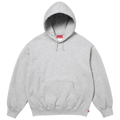 Mikina s kapucňou Supreme Satin Appliqué (jeseň/zima 2025) Heather Grey