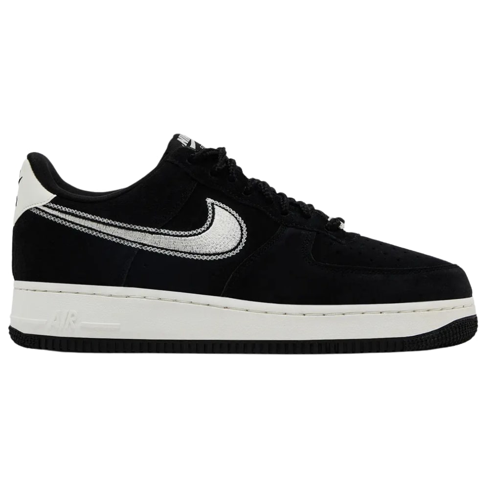 Nike Air Force 1 Low '07 LV8 Black Sail Embroidered Swoosh 
