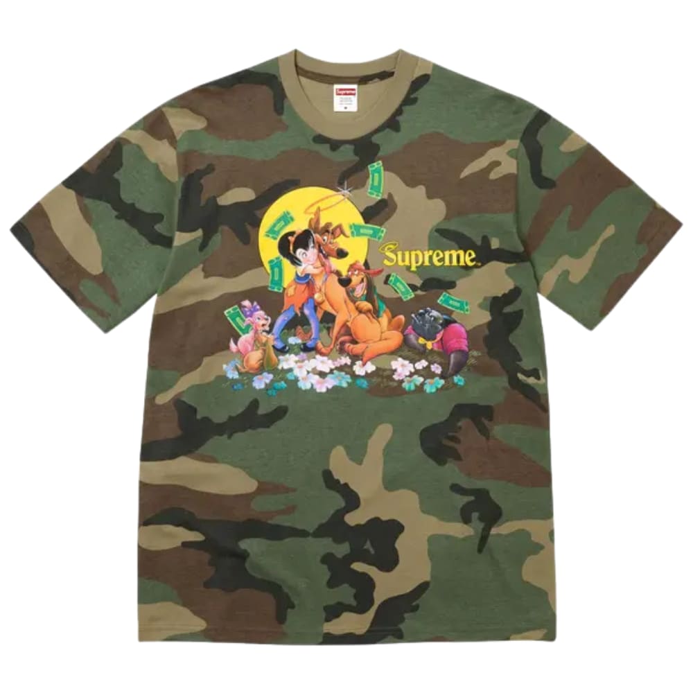 Supreme All Dogs Go To Heaven Tee Woodland Camo